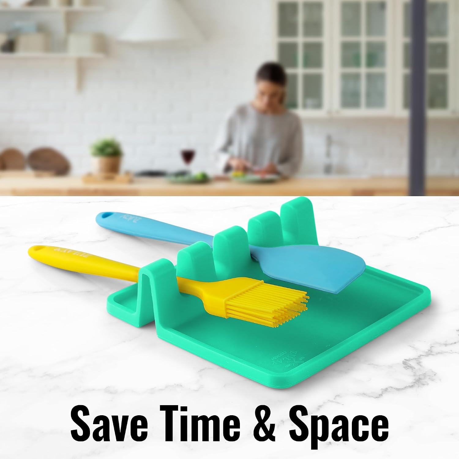 Thumbnail 6 de Zulay Kitchen Silicone Spoon Rest, Green