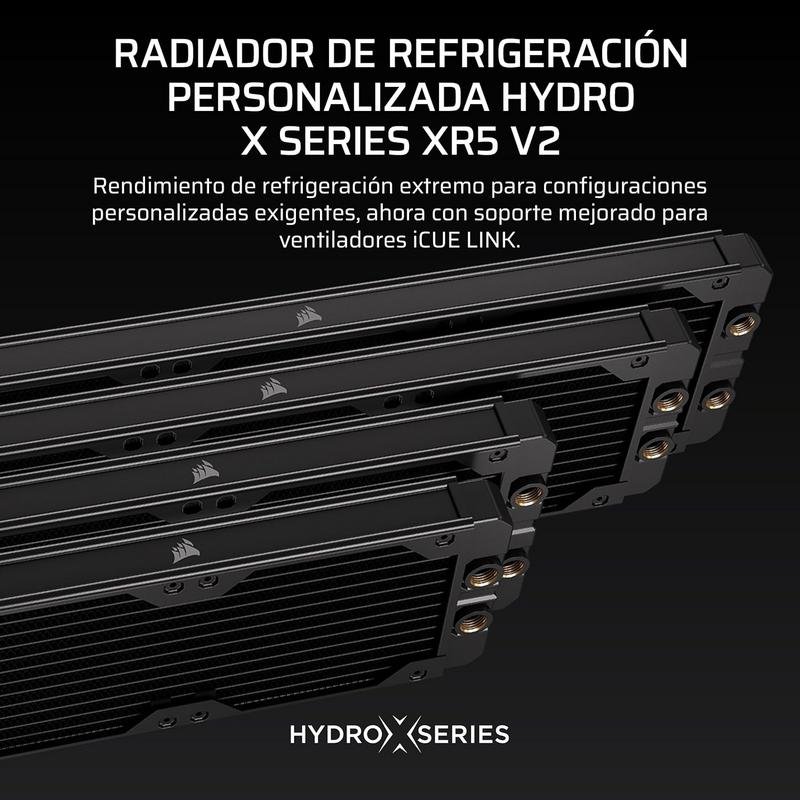 Detalle 2 de Corsair Hydro X Series XR5 360mm: refrigeración líquida con 3 ventiladores y compatibilidad iCUE Link
