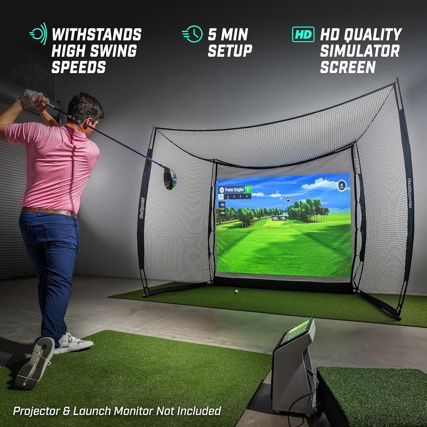 Thumbnail 1 de GoSports Range Cage 10 ft x 8 ft Golf Net Cage — Indoor & Outdoor Practice Net for Full Swing Training