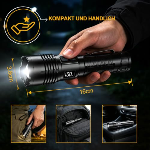 Thumbnail 5 de BEYSTE Taschenlampe LED Aufladbar 1000000 Lumen Extrem Hell – kompakt, flexibel, robust