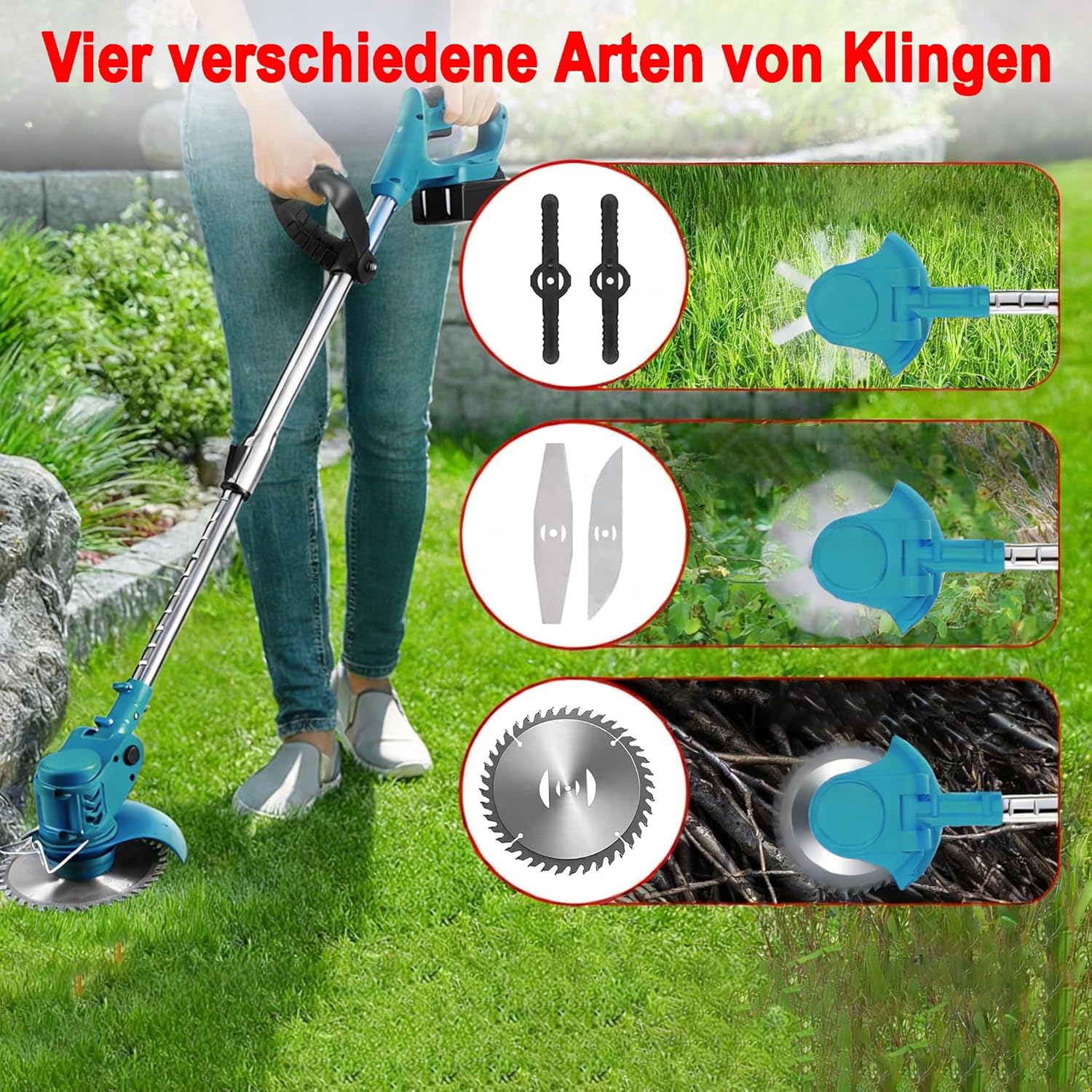 Thumbnail 2 de Akku-Rasentrimmer für Makita-Akkus (21 V) mit 2× 4.000 mAh, Ladegerät und 90°-Drehkopf