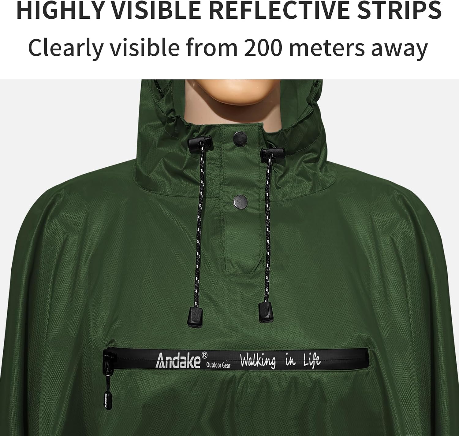 Detalle 2 de Andake Regenponcho Wasserdicht Unisex – 3-in-1 Outdoor Regenmantel