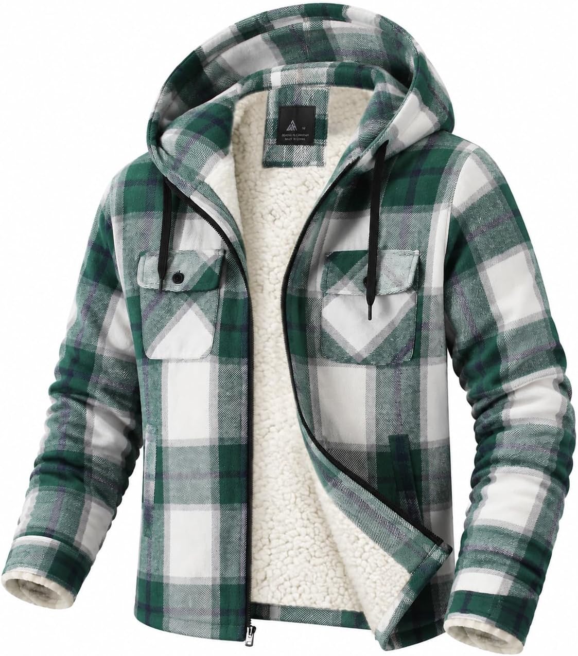 Detalle de GEEK LIGHTING Men's Flannel Jacket Sherpa Lining