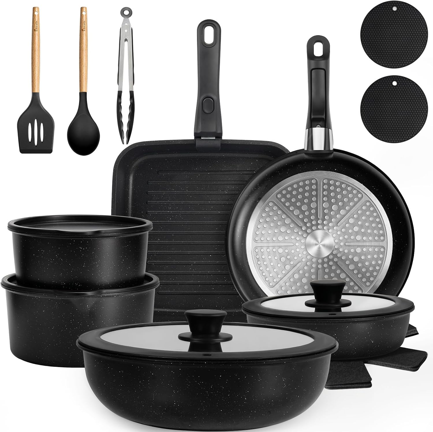 Detalle de KIKCOIN Cookware Set with Detachable Handle
