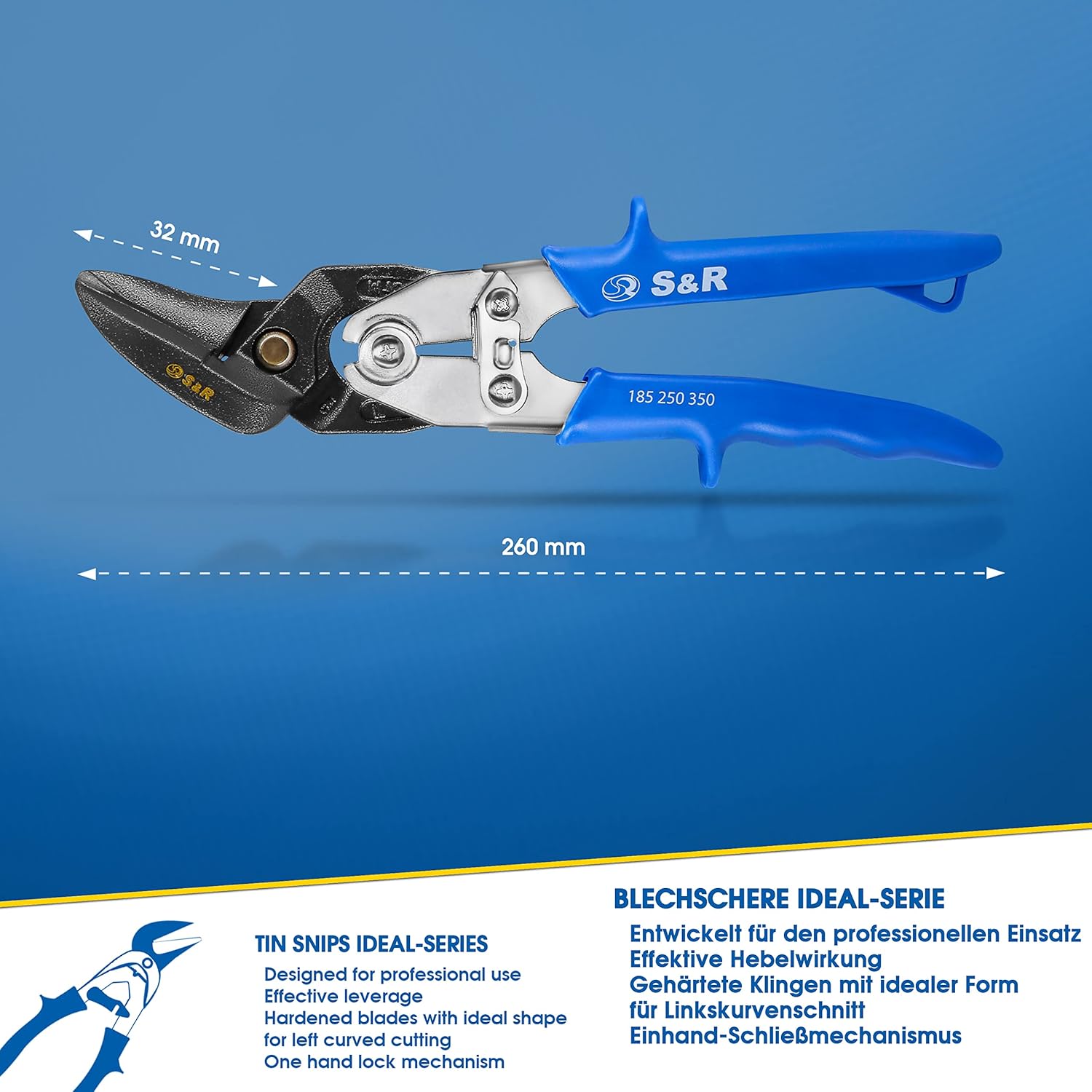 Thumbnail 1 de S&R Blechschere Profi-Qualität Hochleistungsschere – 260 mm, Durchlaufschere, Rechts-/Linksschnitt (je nach Angabe)