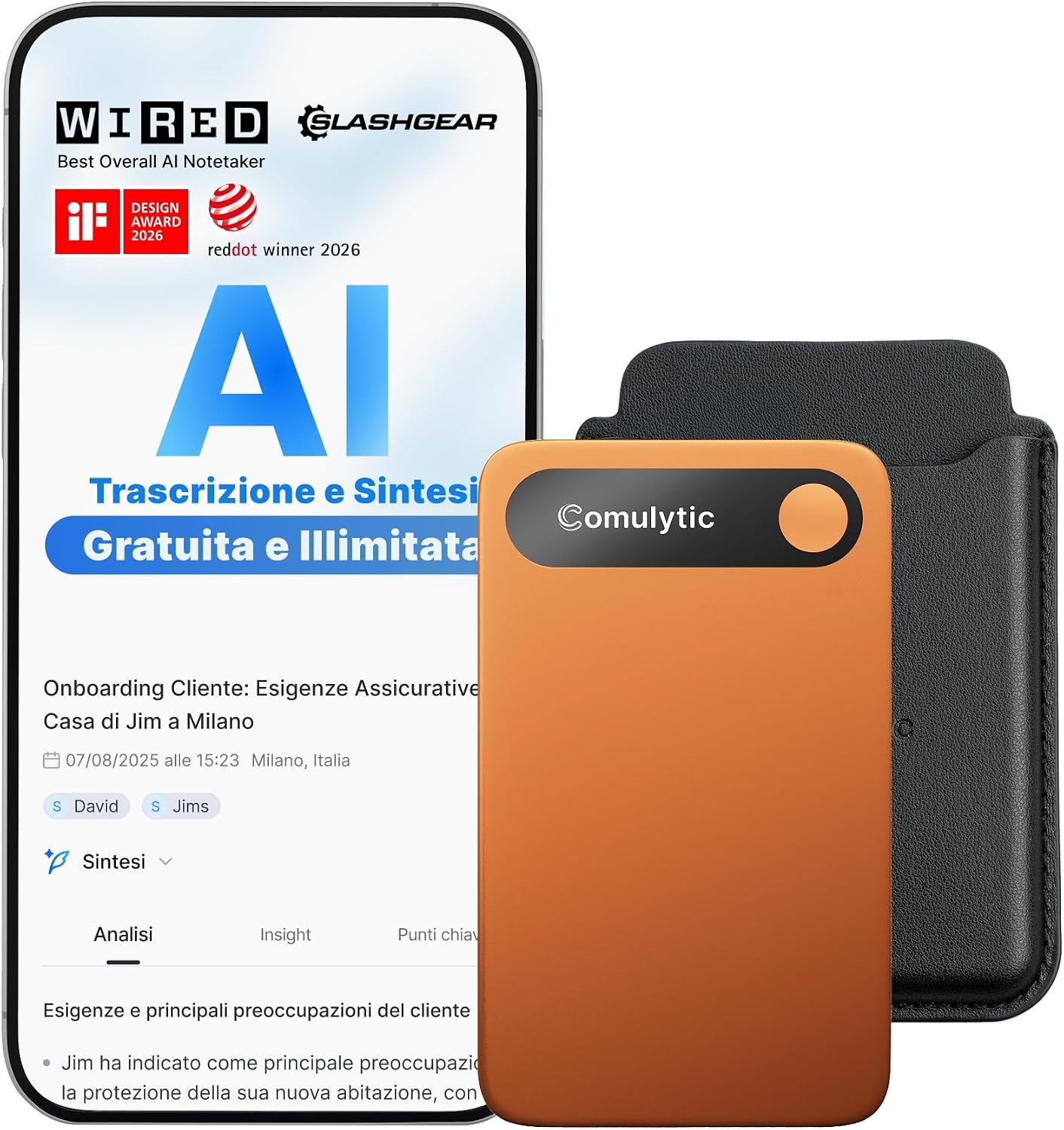 Comulytic Note Pro Registratore Vocale AI: trascrizioni illimitate, riassunti e controllo tramite app