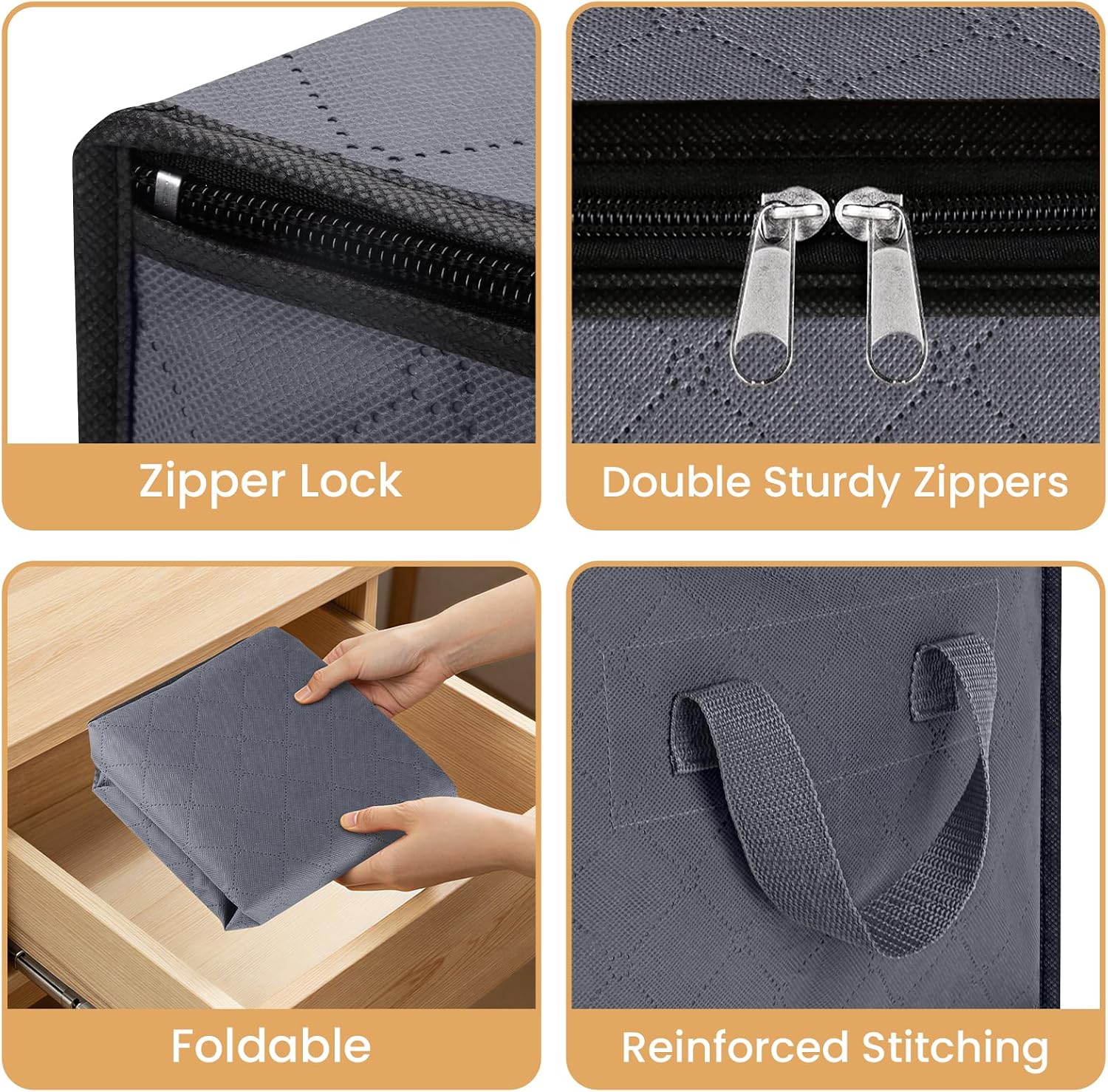 Detalle 1 de Fab totes 6-Pack Fabric Storage Bags with Clear Windows, Zippers and Handles