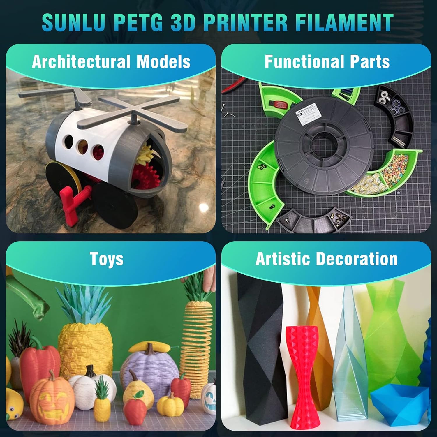 Detalle 1 de SUNLU PETG 1.75 mm 1kg spool PETG filament