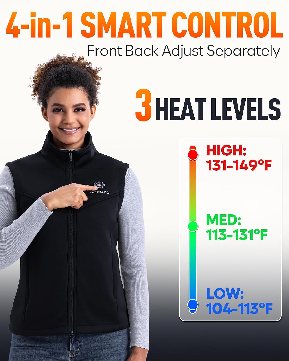 Detalle 2 de OCQOCQ Heated Fleece Vest, 16000mAh Battery