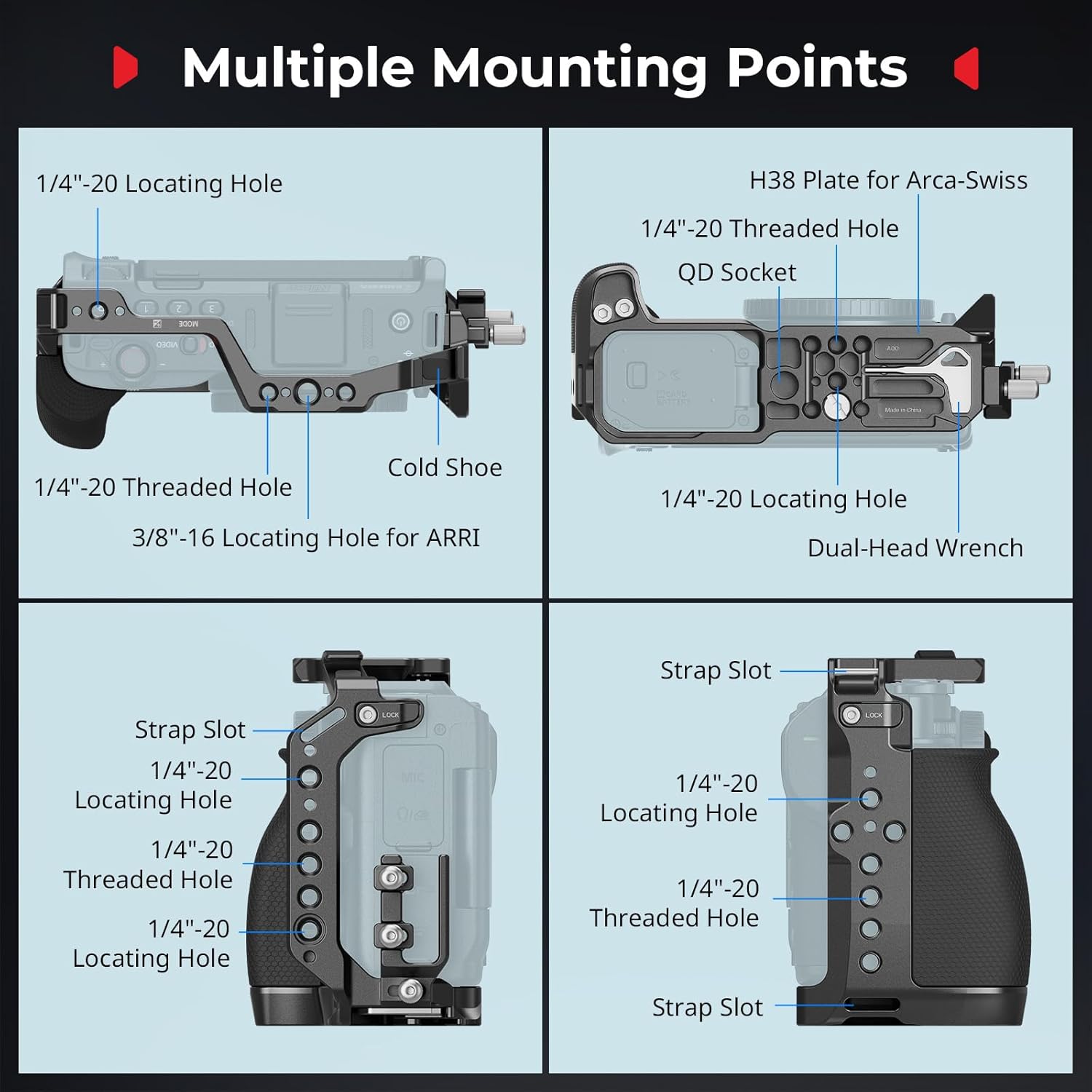 Detalle de SmallRig Gabbia per Nikon ZR con piastra Arca