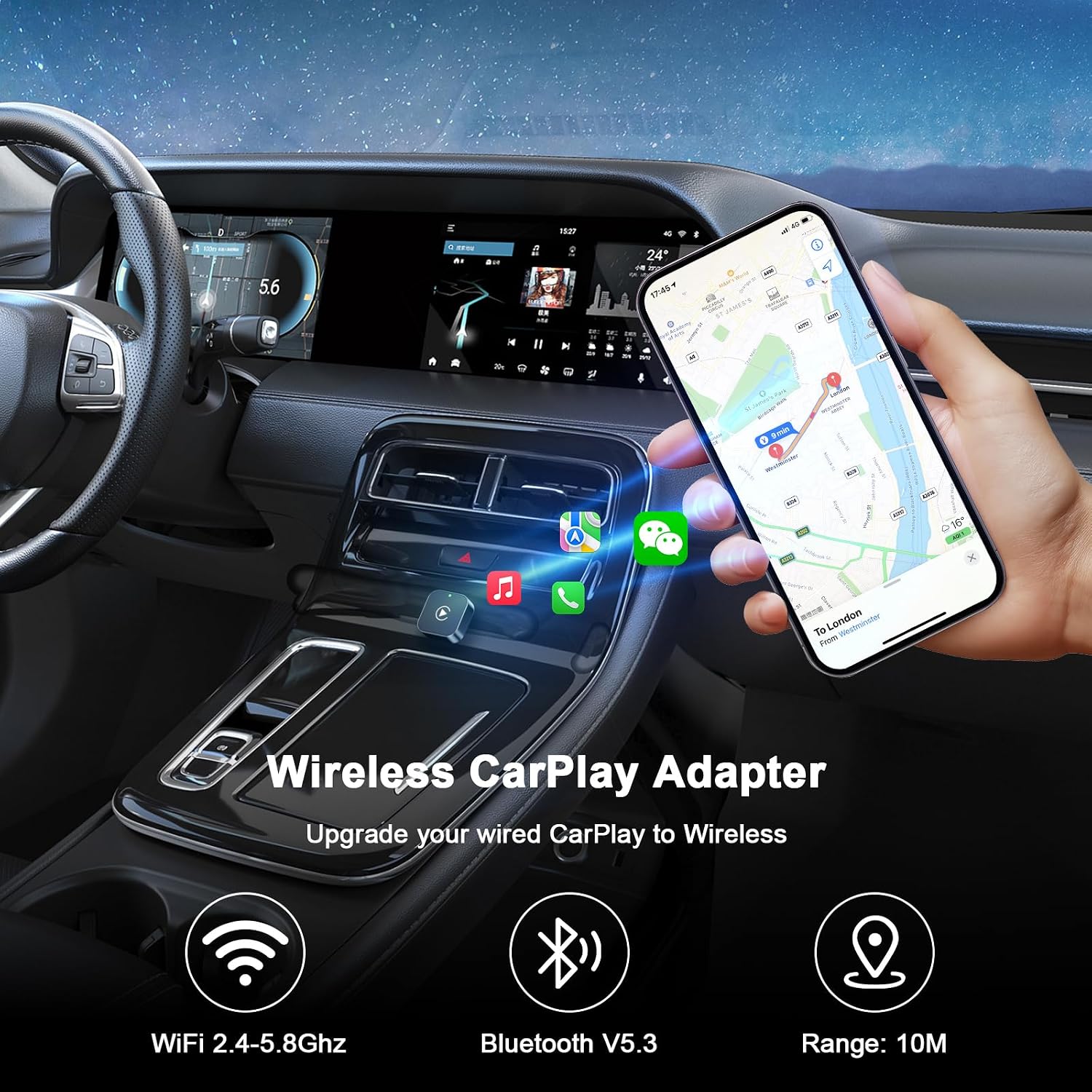 Detalle de Adaptateur CarPlay sans Fil pour iPhone