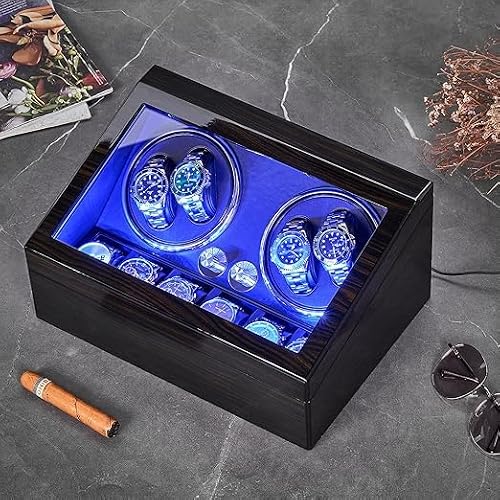 Thumbnail 6 de ANWBROAD Caja Relojes Automáticos 4 Rotadores 6 Compartimentos con Luz LED