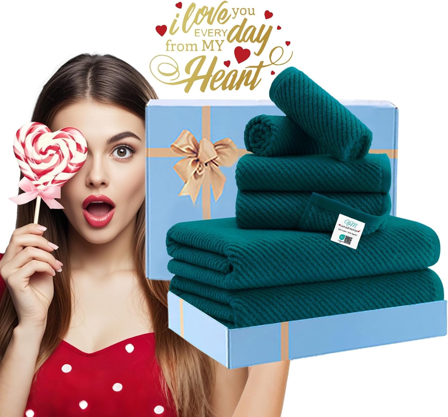 Thumbnail 5 de 6-Piece Cotton Bathroom Towel Set — 30"x56"