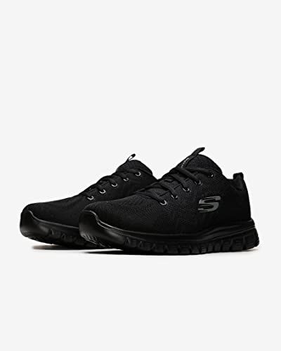 Detalle de Skechers Graceful Get Connected Regular para mujer – Zapatillas negras con malla y sujeción suave (41 EU)