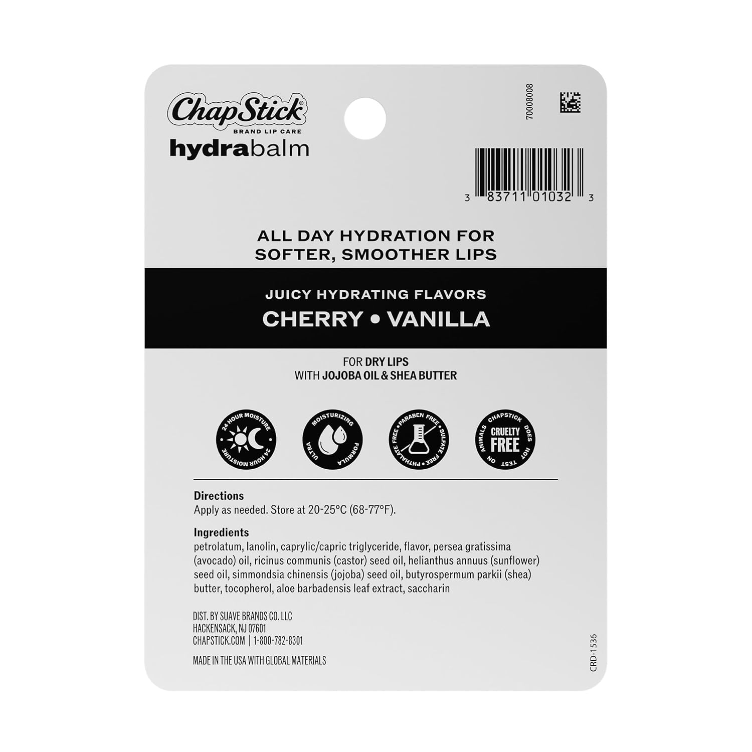 Detalle 2 de ChapStick HydraBalm Lip Balm Tubes, Cherry & Vanilla, 4-Pack, 0.35 oz