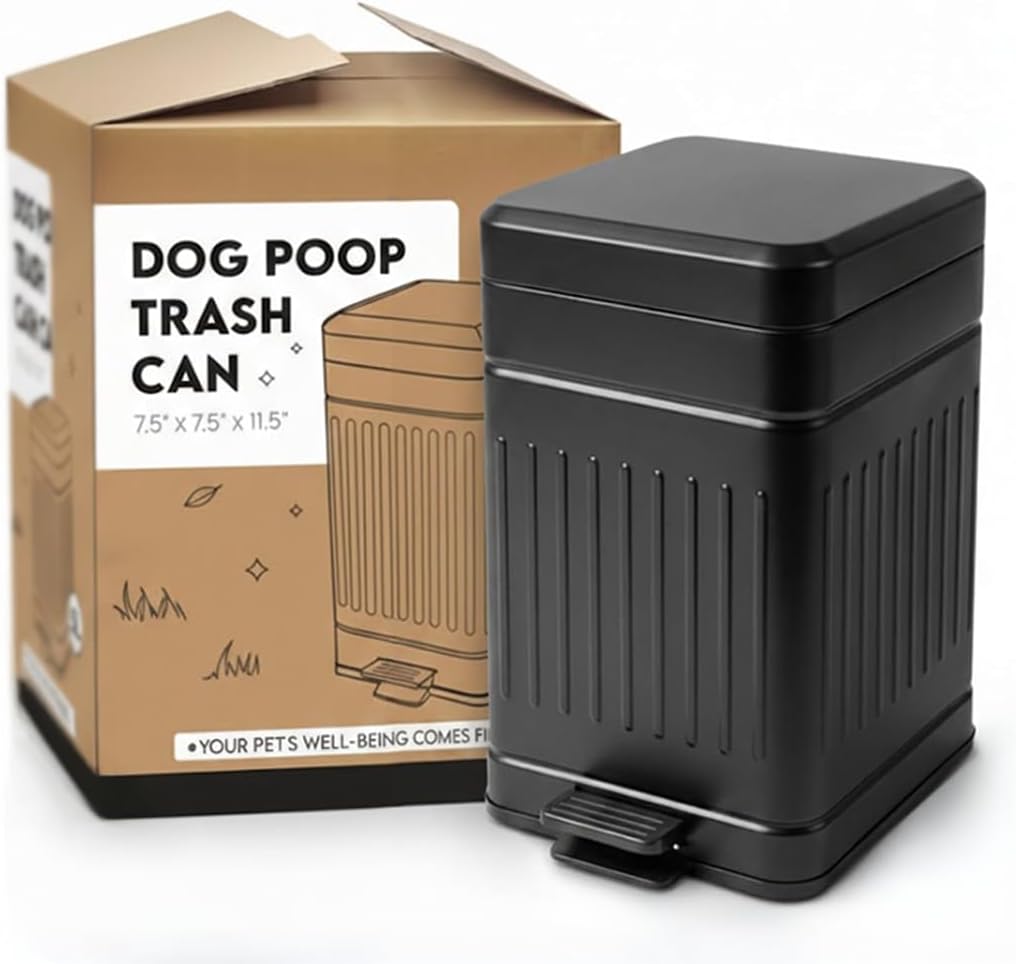 AnimoGoods 小型犬用うんちゴミ箱 屋外用 ステンレス製 1.3ガロン ペダル式・消臭フィルター付き