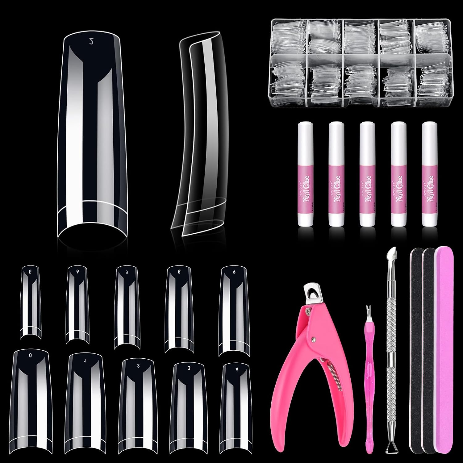 Detalle de MORGLES Clear Acrylic Nail Tips 500 pcs 💅