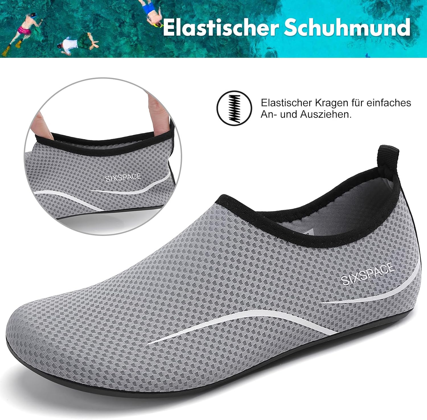 Thumbnail 3 de Sixspace Badeschuhe Wasserschuhe Strandschuhe – Schnelltrocknend, atmungsaktiv, rutschfest und flexibel (Gr. 34–47)