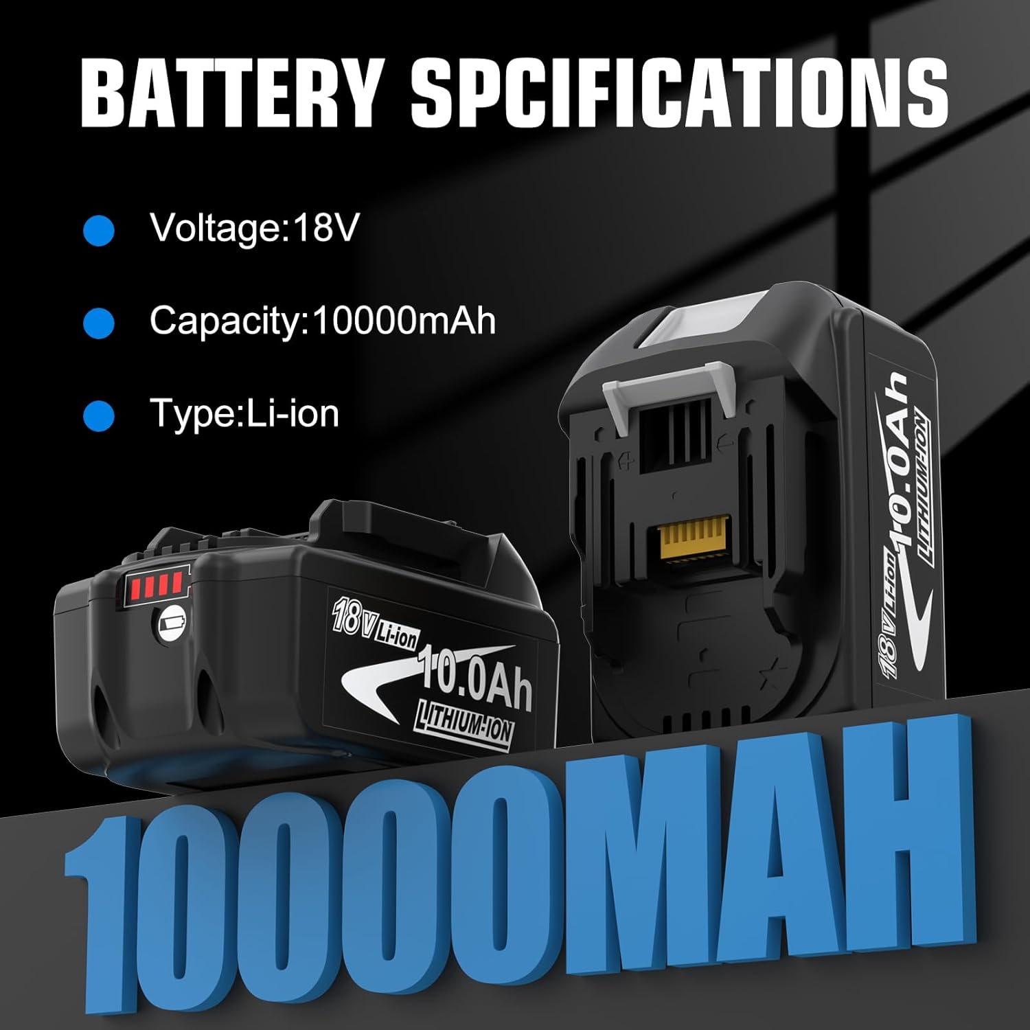 Detalle 2 de 2er Pack 10.0Ah Ersatzakku für Makita 18V LXT (BL1850B/BL1860B) – kompatibel mit DC18RD/DC18RC Ladegeräten