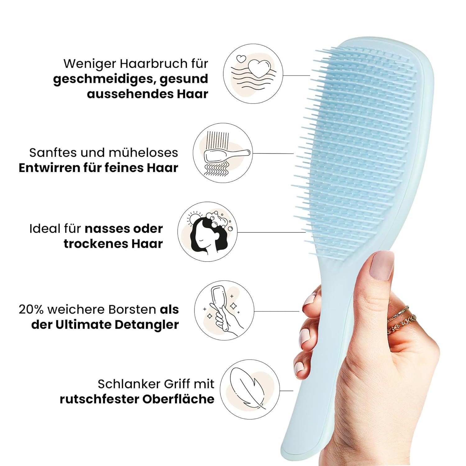 Detalle de Tangle Teezer Große Ultimate Detangler: Sanfte Entwirrungsbürste für coloriertes, feines und empfindliches Haar