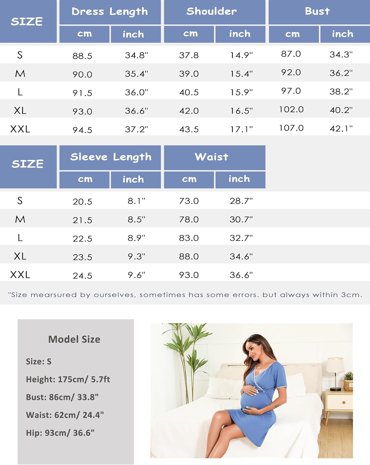 Detalle 2 de Leversic Maternity Nightgown for Nursing and Postpartum Comfort