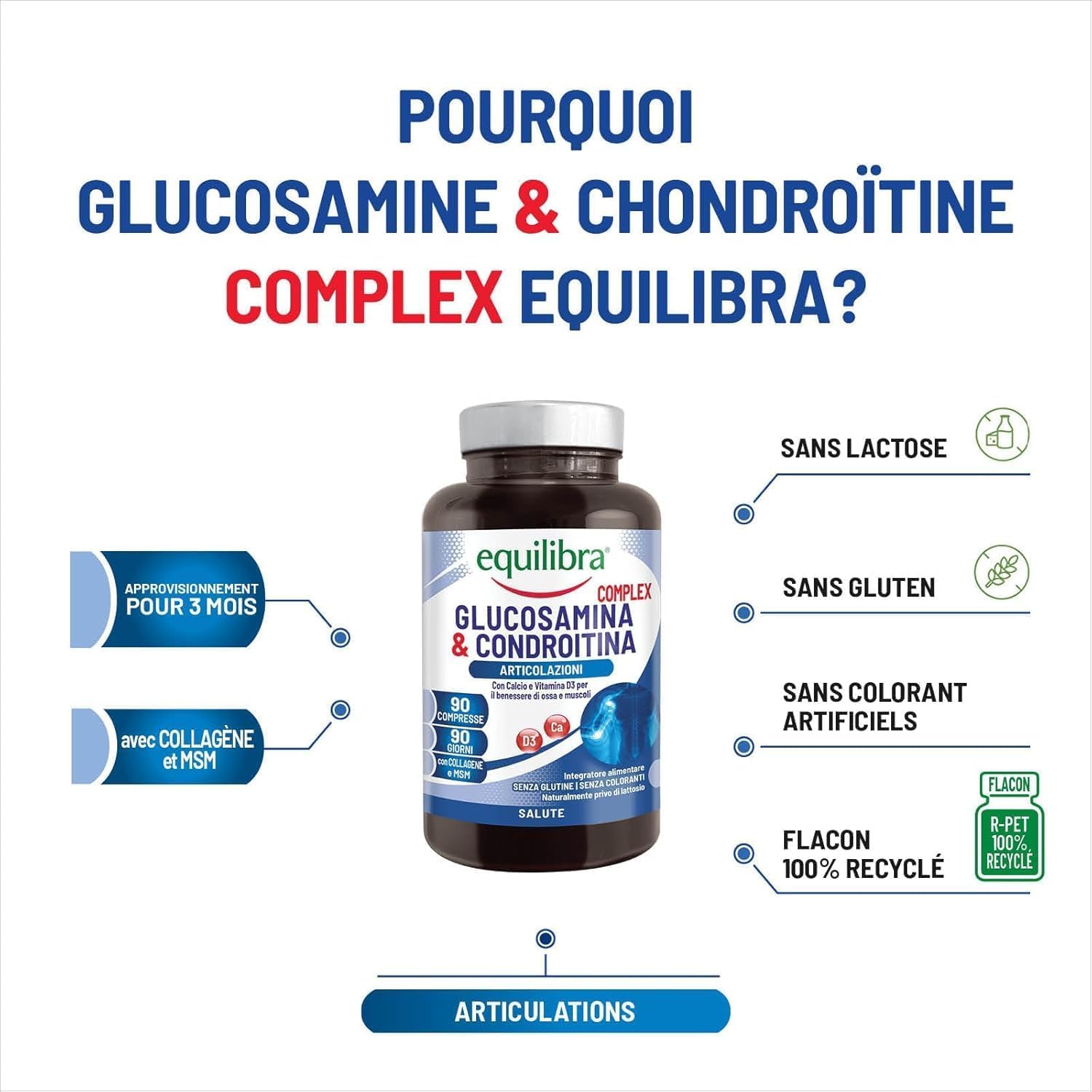 Detalle de Equilibra Glucosamine & Chondroïtine 90 comprimés