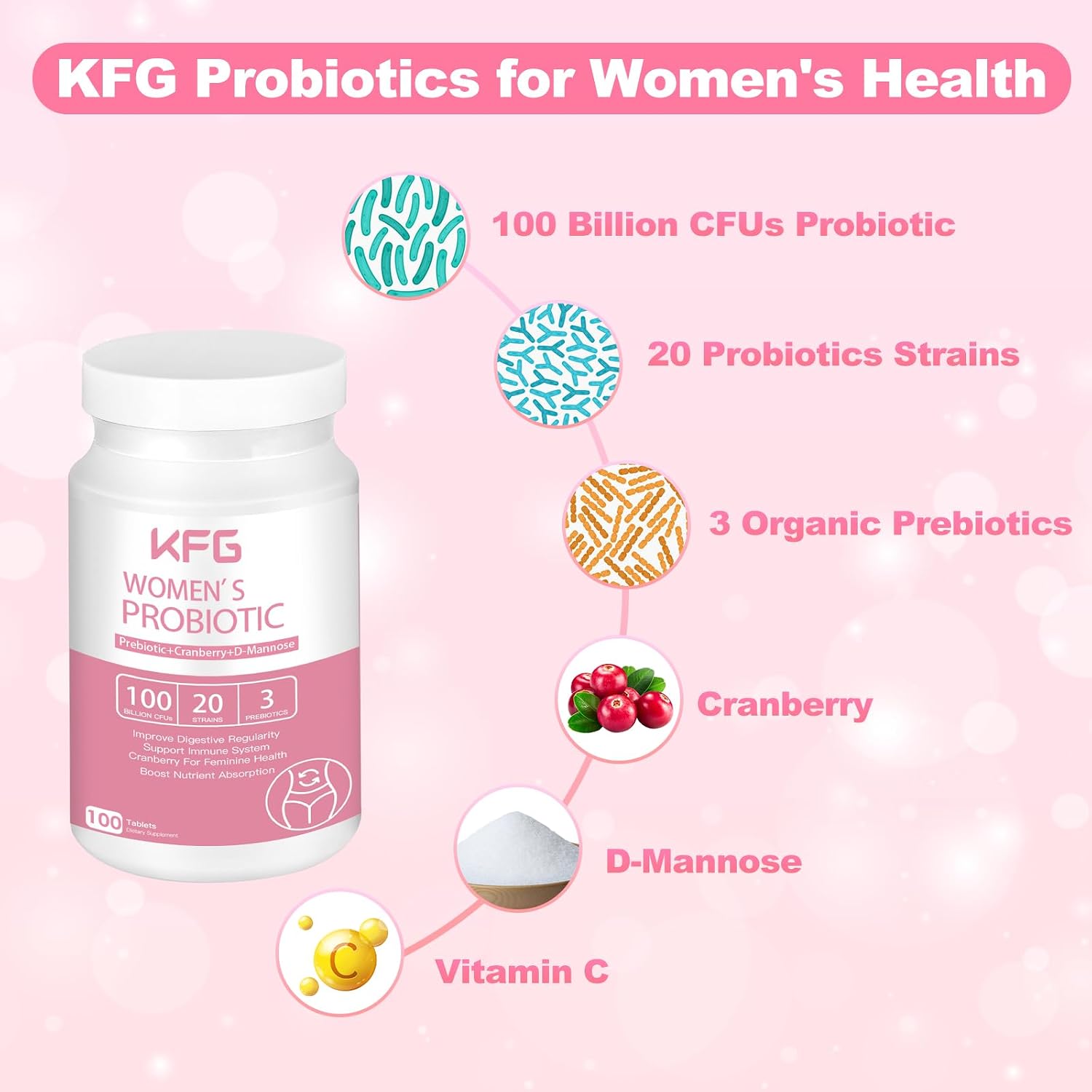 Detalle de KFG Women's Probiotic Tablets, 100 Tablets