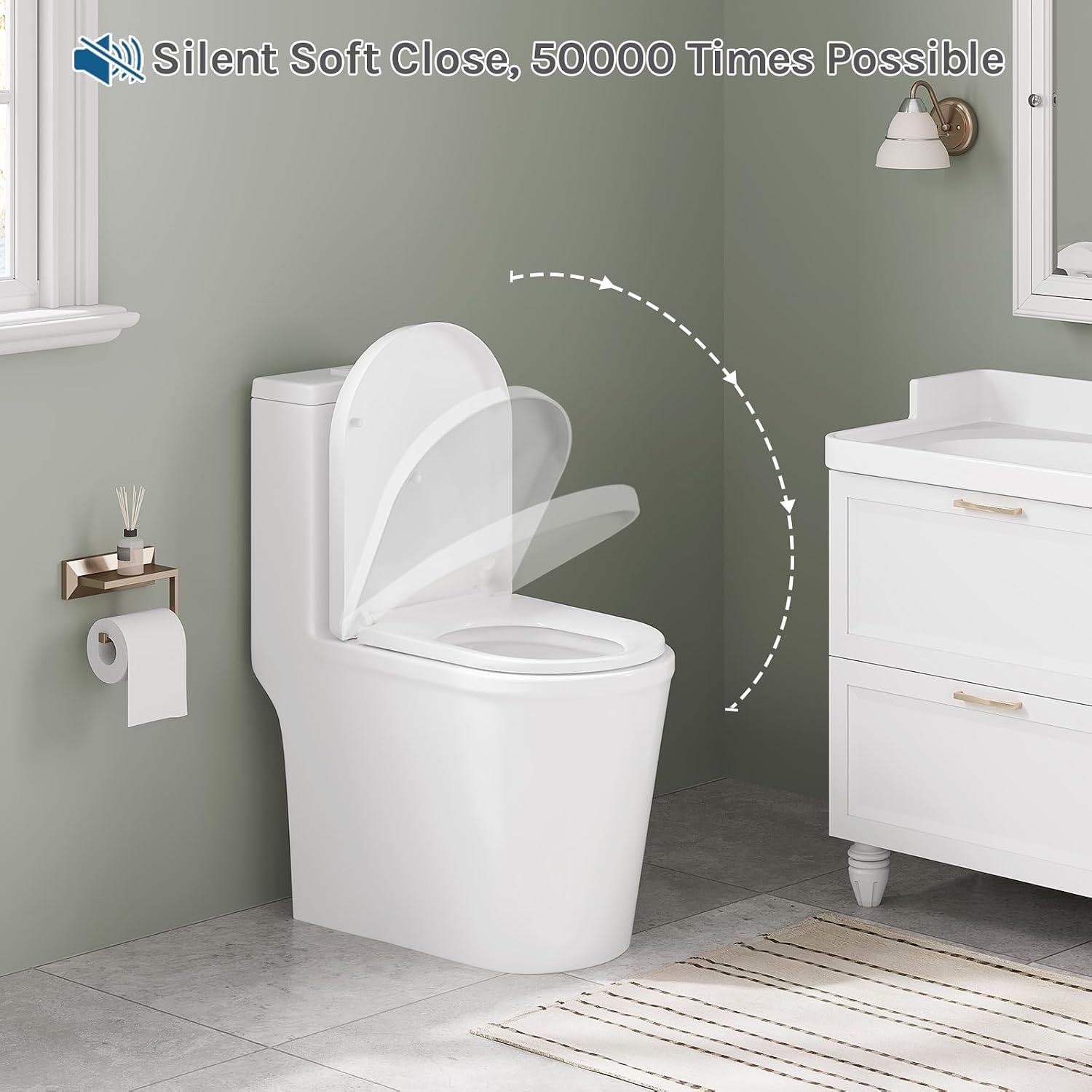 Detalle de WOLTU D Shape Toilet Seat with Soft Close and Quick Release – White