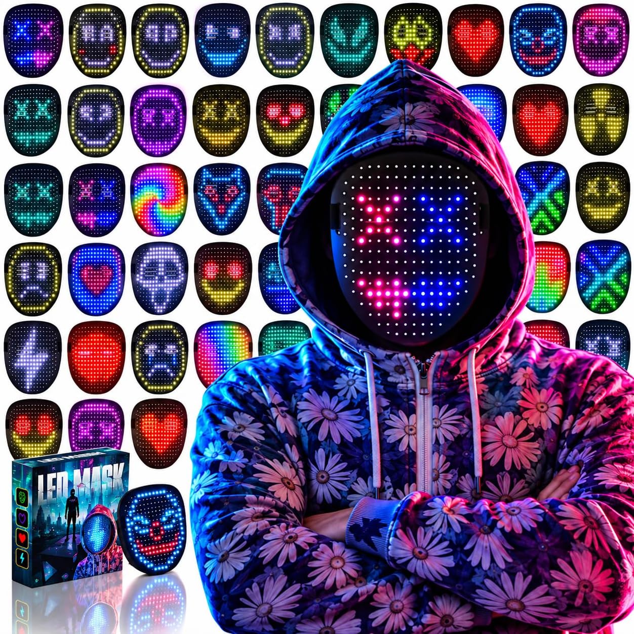 Detalle de Depointer Life LED Mask with Gesture Sensing, 50+ Patterns and USB-C Charging
