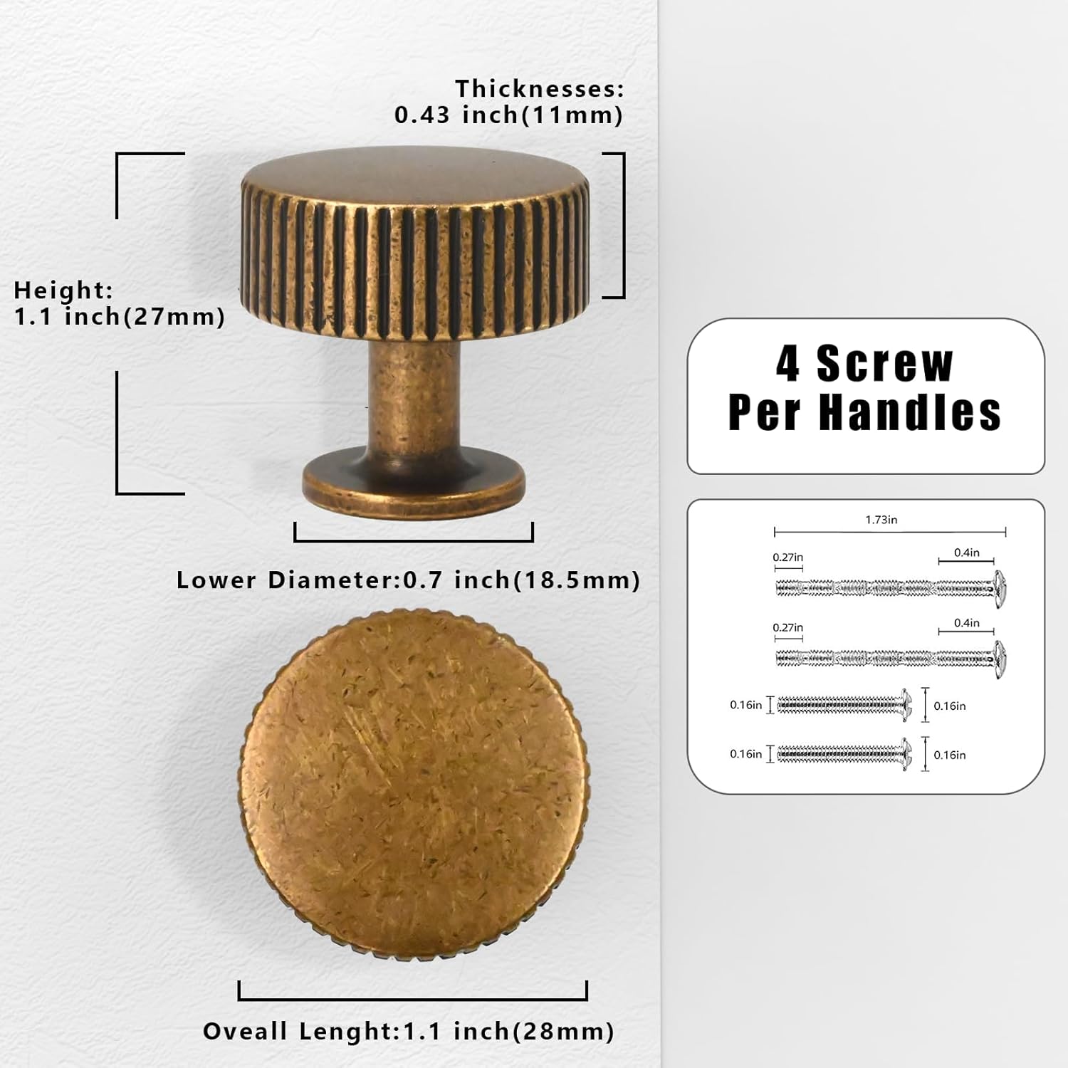 Detalle de Talentedeco 10 Pack Antique Brass Kitchen Cabinet Knobs & Drawer Pulls