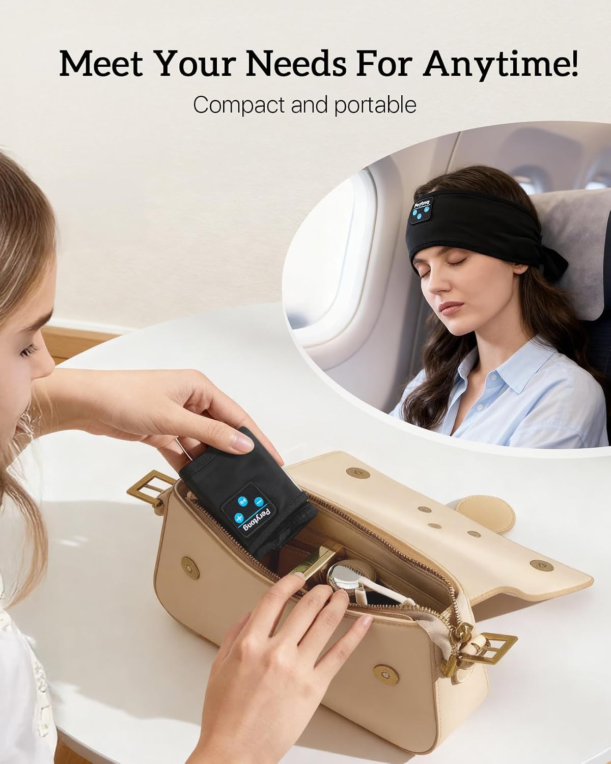 Thumbnail 4 de Perytong PTL01 Sleep Headband Headphones, Bluetooth 5.4, 40mm Speakers, 2-Pack