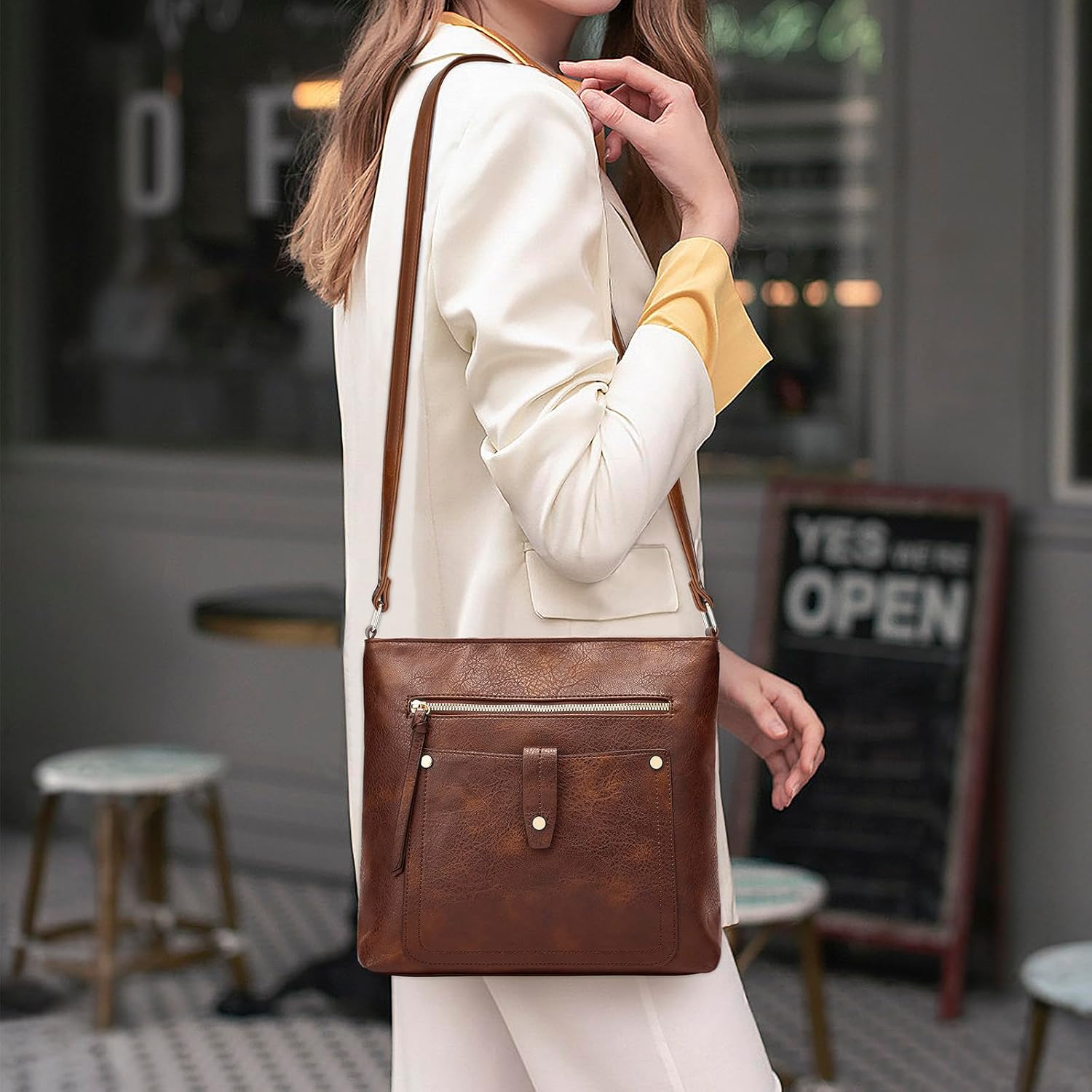 Thumbnail 2 de DOB SECHS Umhängetasche aus weichem PU-Leder für Damen – Vielseitige Crossbody mit mehreren Taschen