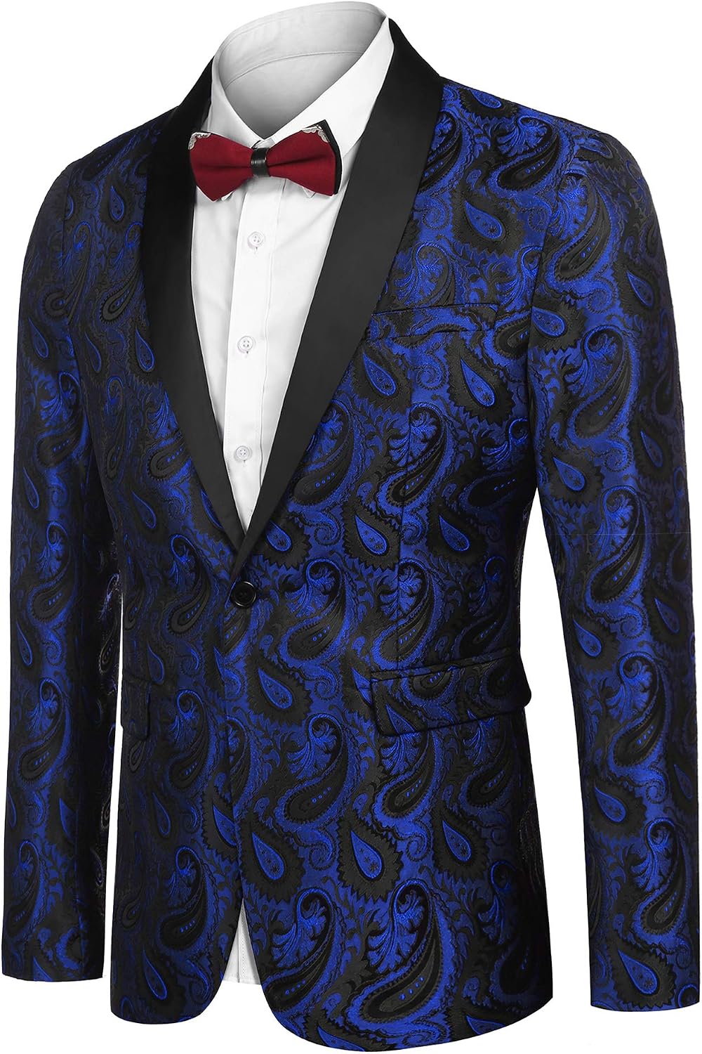 Detalle 2 de COOFANDY ZTJ007662 Floral Paisley Tuxedo Jacket with Shawl Lapel