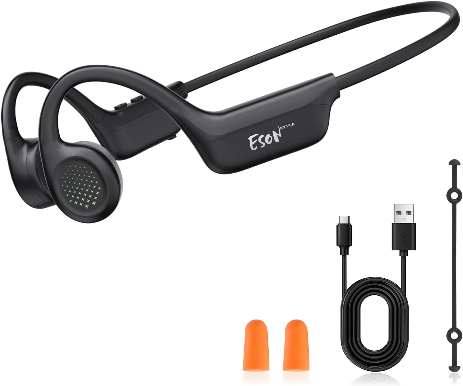 Detalle de esonstyle X33 Bone Conduction Headphones review: open-ear, IPX7, 10h battery and Bluetooth 6.0