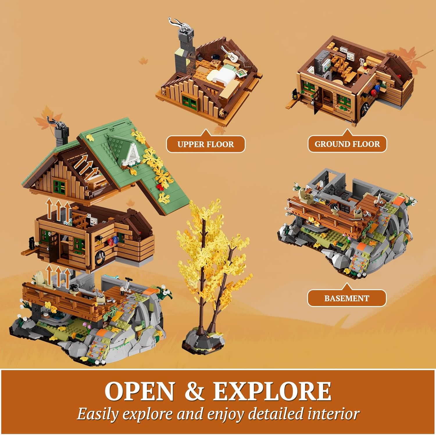 Thumbnail 2 de FUNWHOLE Cabane de Montagne Set de Construction LED – 2255 pièces, Maison dans les Arbres avec éclairage pour Adultes et Ados