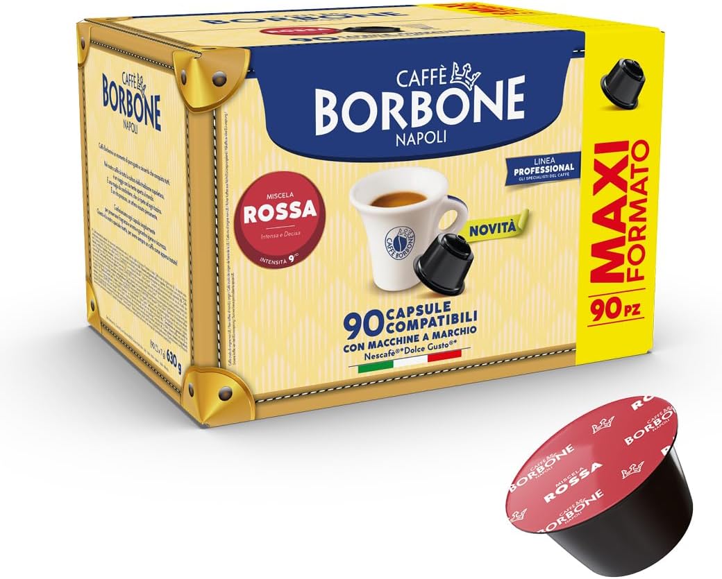 Detalle de Caffè Borbone Miscela Rossa - Capsule compatibili Dolce Gusto, 90 pezzi