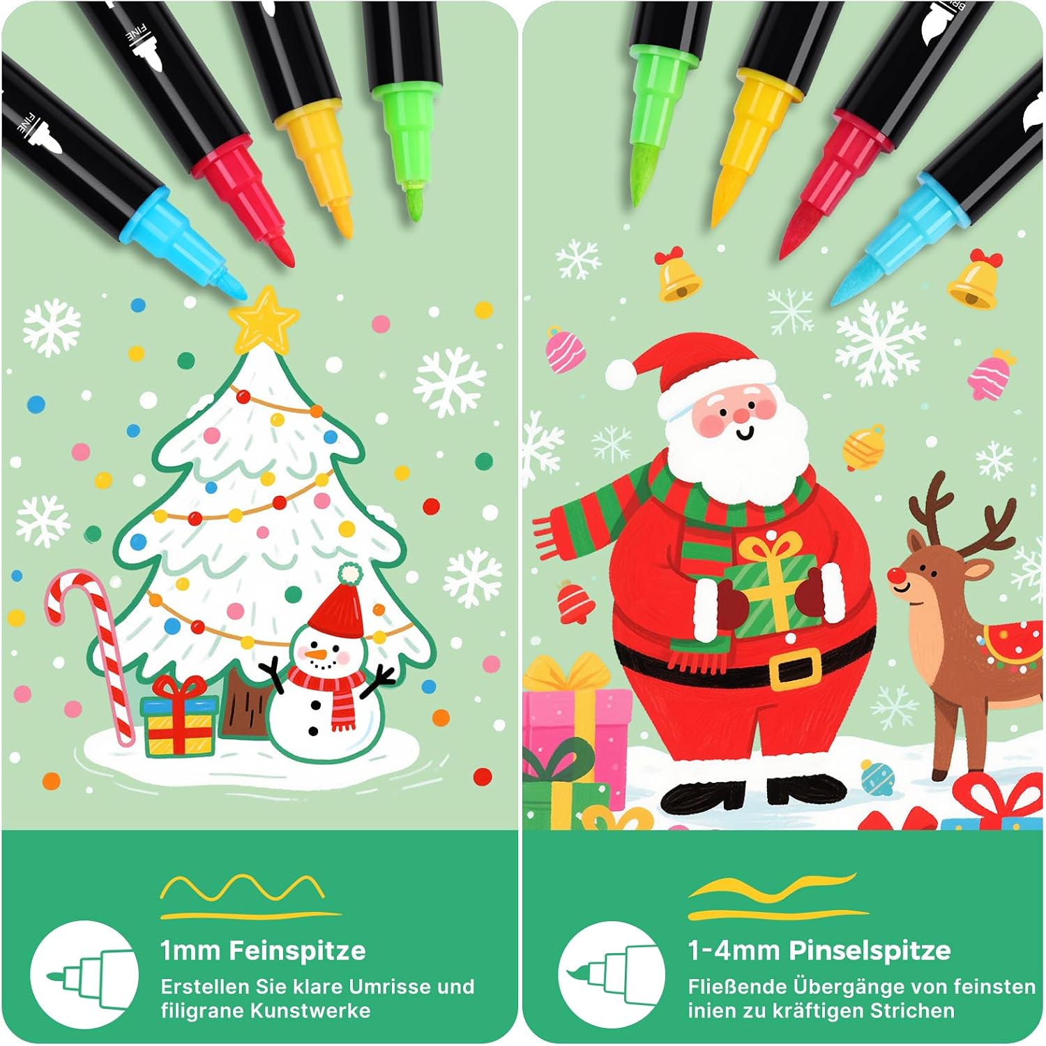 Thumbnail 1 de Tongfushop 72 Acrylstifte Set mit Doppelspitze (Pinsel & Feinspitze) – Deckender Acrylmarker für viele Oberflächen