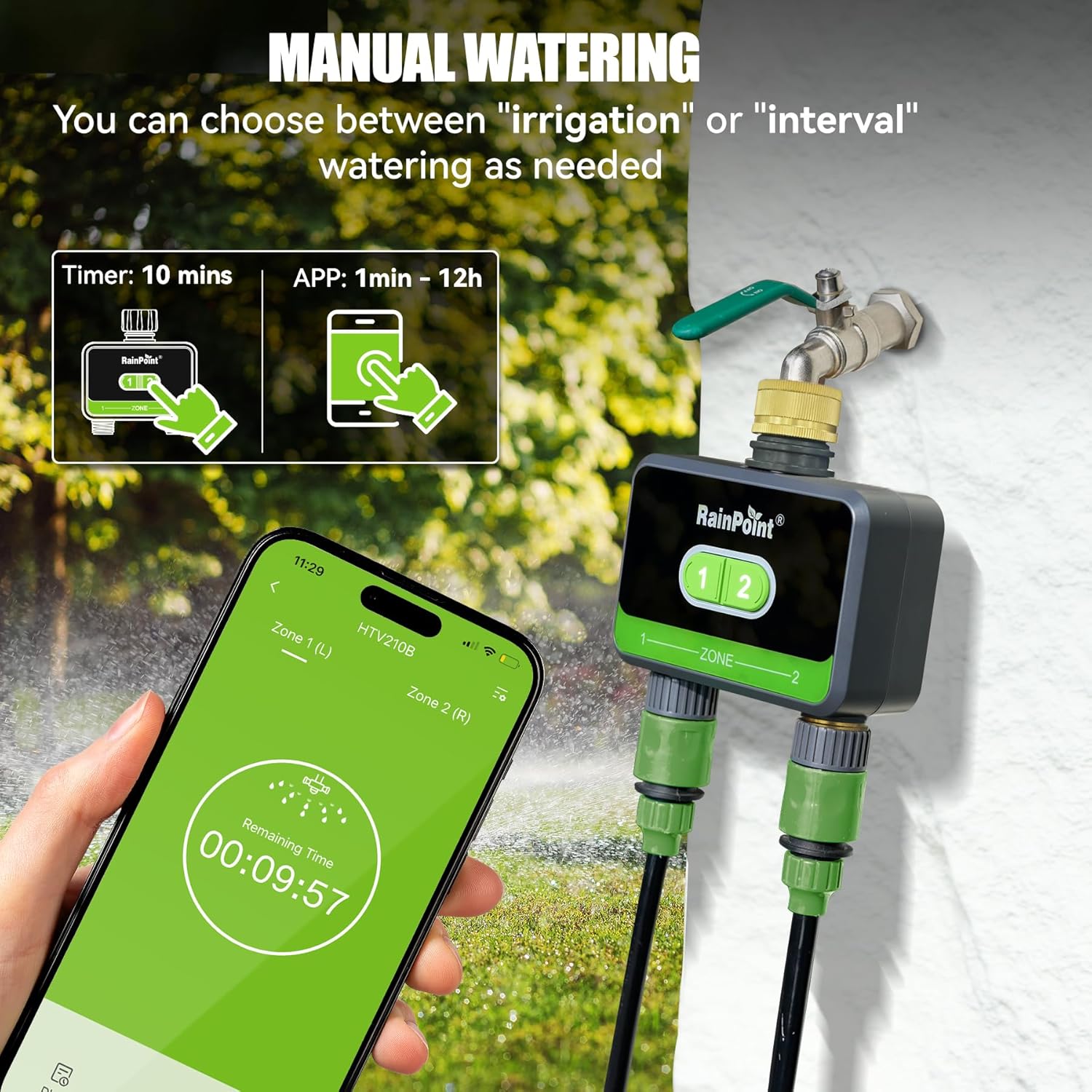 Thumbnail 4 de RAINPOINT Timer Irrigazione 2 uscite: controllo intelligente per giardino con Alexa e Google Assistant