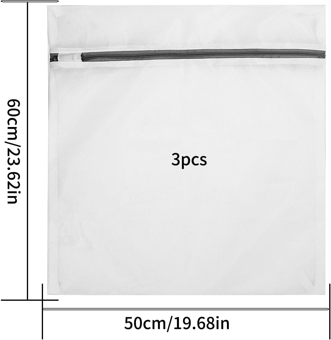 Thumbnail 1 de 3er Set Wäschenetz mit Reißverschluss für die Waschmaschine, 50 x 60 cm – Wäschebeutel für Blusen, BHs & mehr
