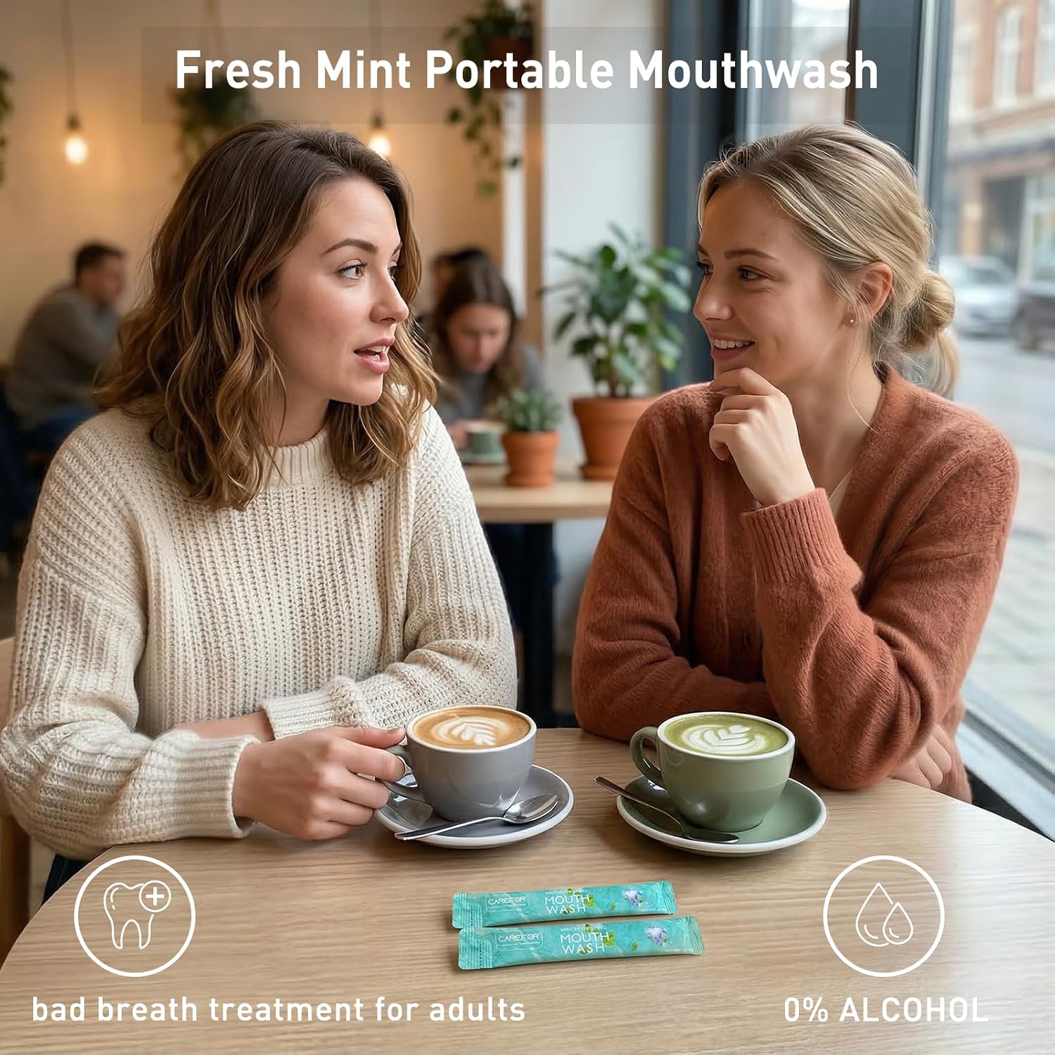 Detalle de Mouthwash Travel Size Strips — 20 Pack, Icy Mint, Alcohol & Fluoride Free, On-The-Go Breath Refresh