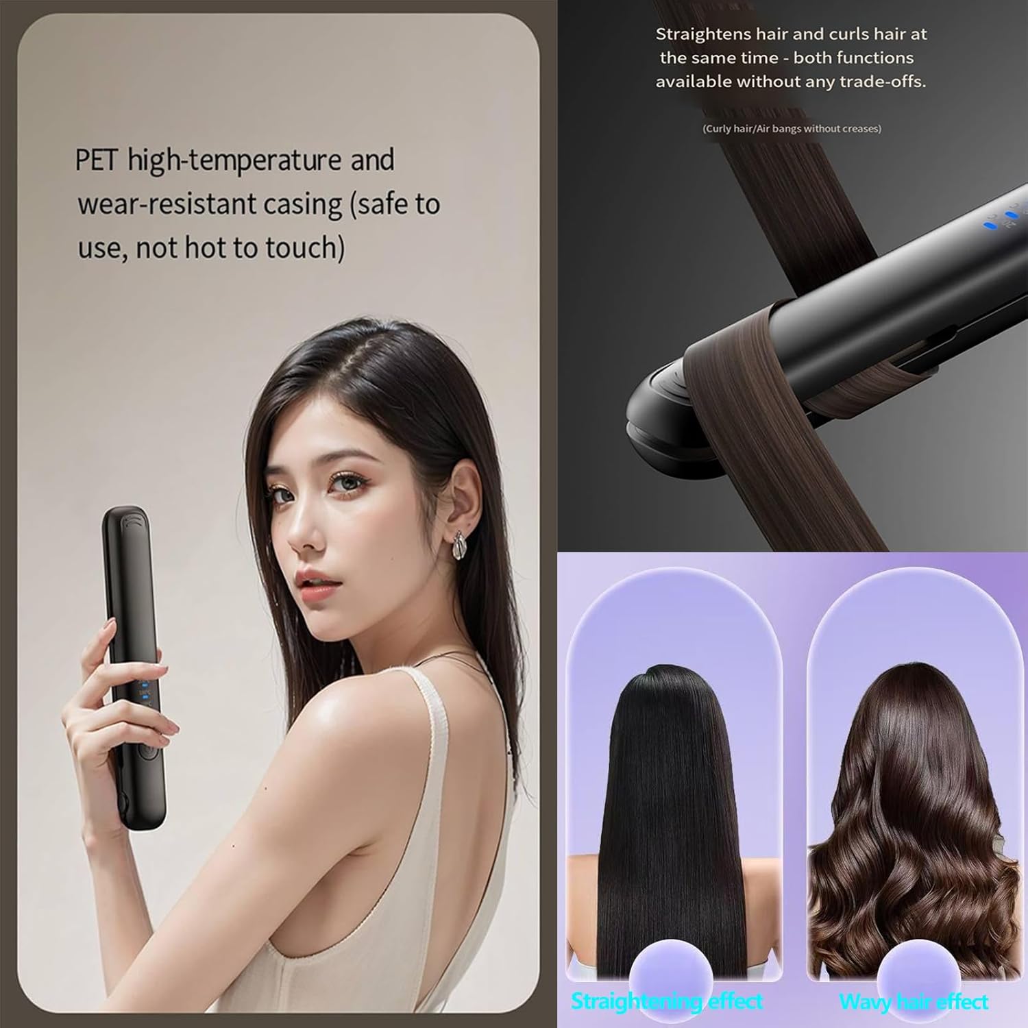 Thumbnail 6 de Cordless 2-in-1 Hair Straighteners & Curler (Titanium Plates) USB Rechargeable Travel Flat Iron