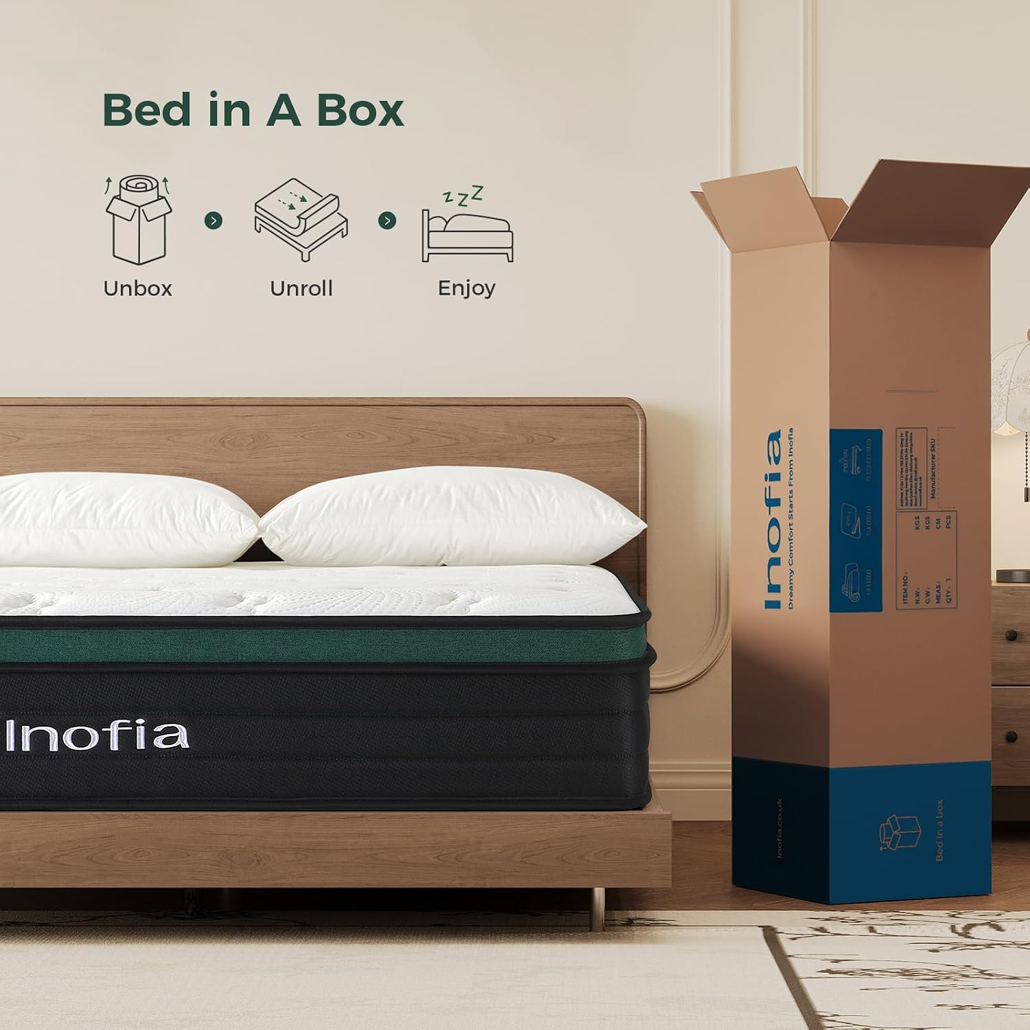Thumbnail 6 de Inofia Small Double Mattress 4ft, 10.6in Hybrid with Zoned Pocket Spring