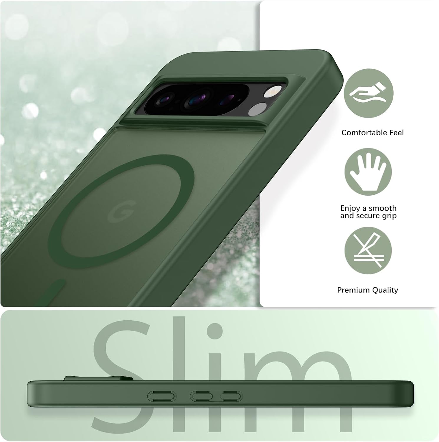 Thumbnail 6 de YINLAI MagSafe-compatible Slim Case for Google Pixel 8 Pro (6.7") in Green
