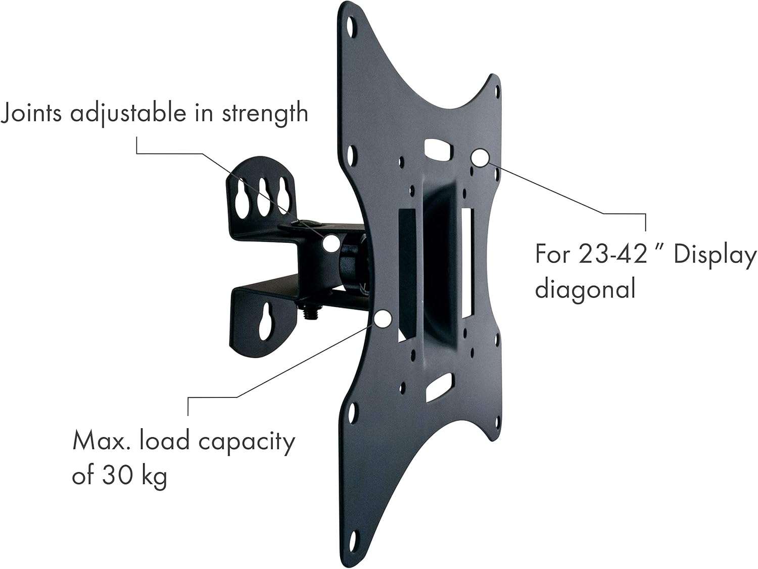Thumbnail 3 de SCHWAIGER LWH030 011 TV-Wandhalterung – 58–107 cm, 30 kg, Schwenkbar mit 1 Gelenk, schwarz
