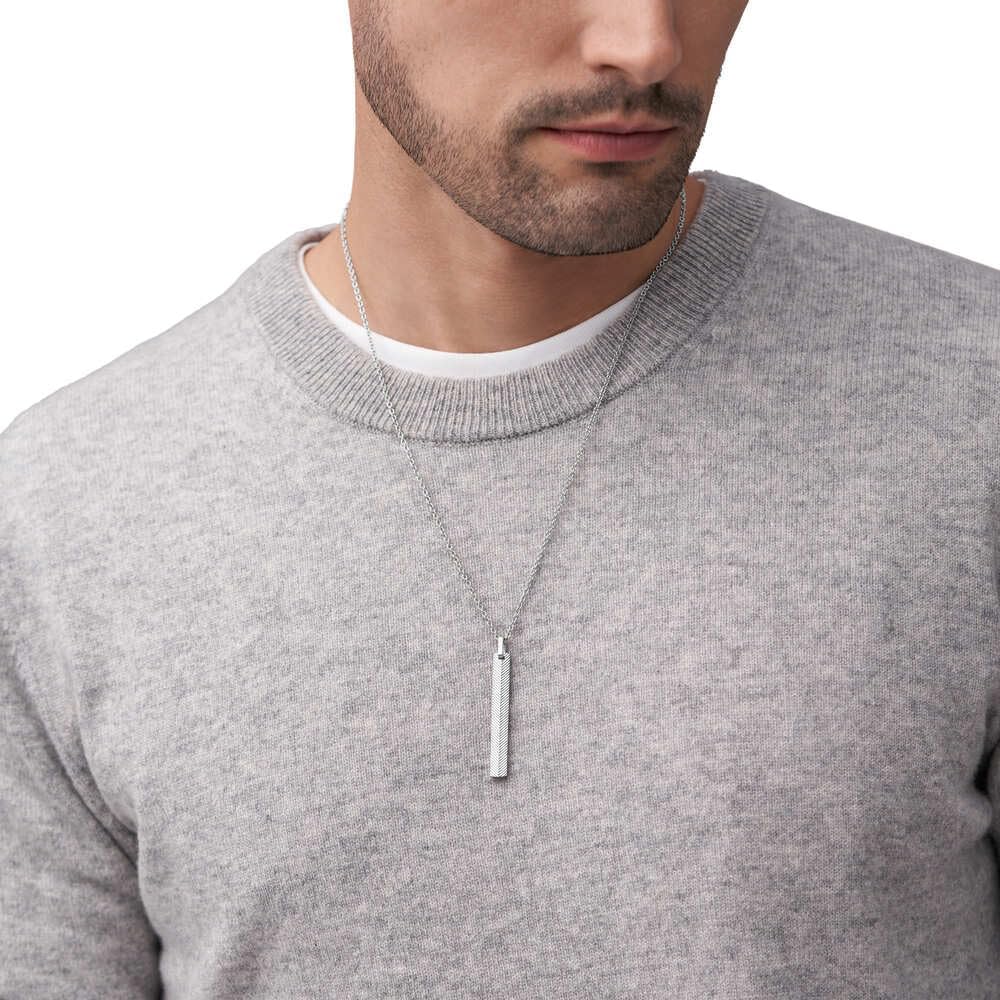 Thumbnail 1 de Fossil collana da uomo in acciaio inox con chiusura a moschettone