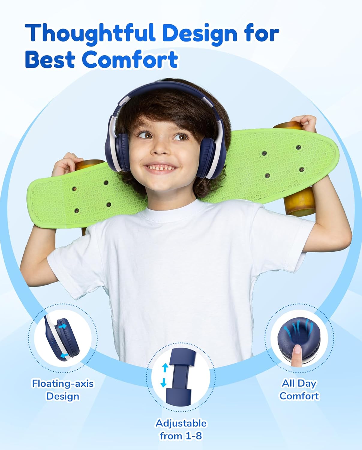 Detalle 2 de EarFun Kinder-Kopfhörer Bluetooth 40 Std Akku