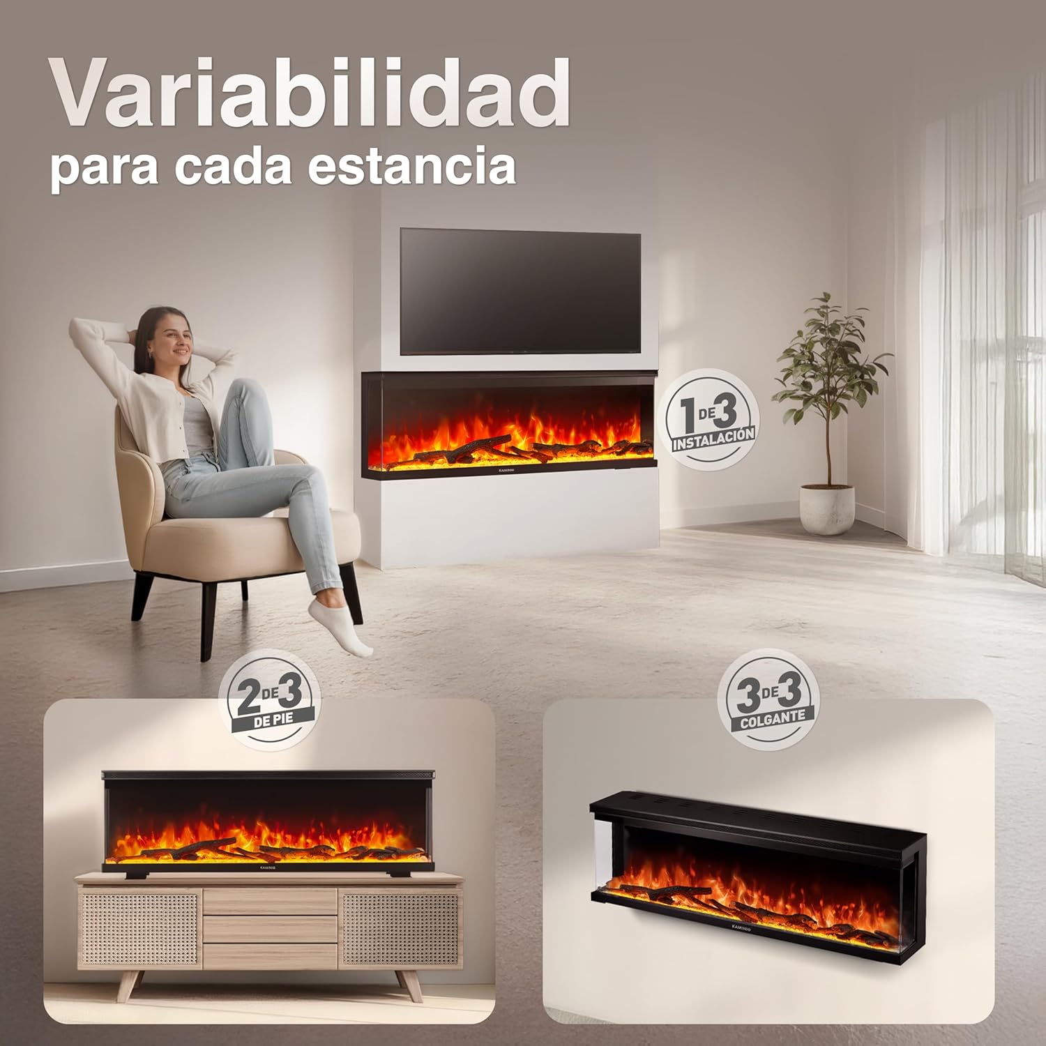 Thumbnail 1 de KAMINIO Lea Chimenea eléctrica 60 Pulgada
