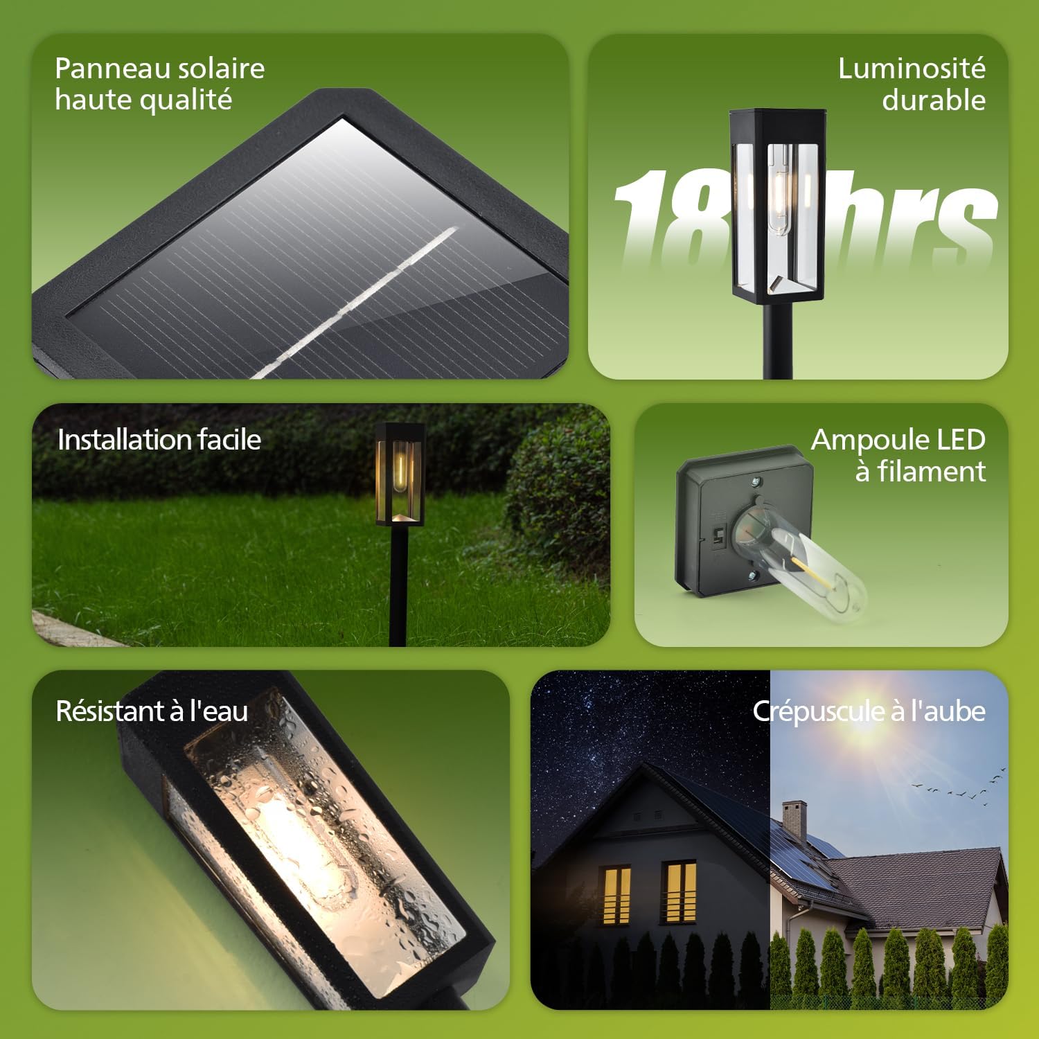 Detalle de Philips Lot de 8 Lampes Solaires pour Allées – Éclairage Paysager LED 3000K