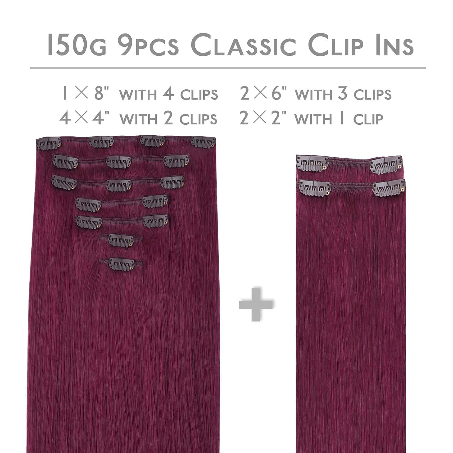 Thumbnail 1 de WENNALIFE 20" 150g Clip-In Remy Burgundy