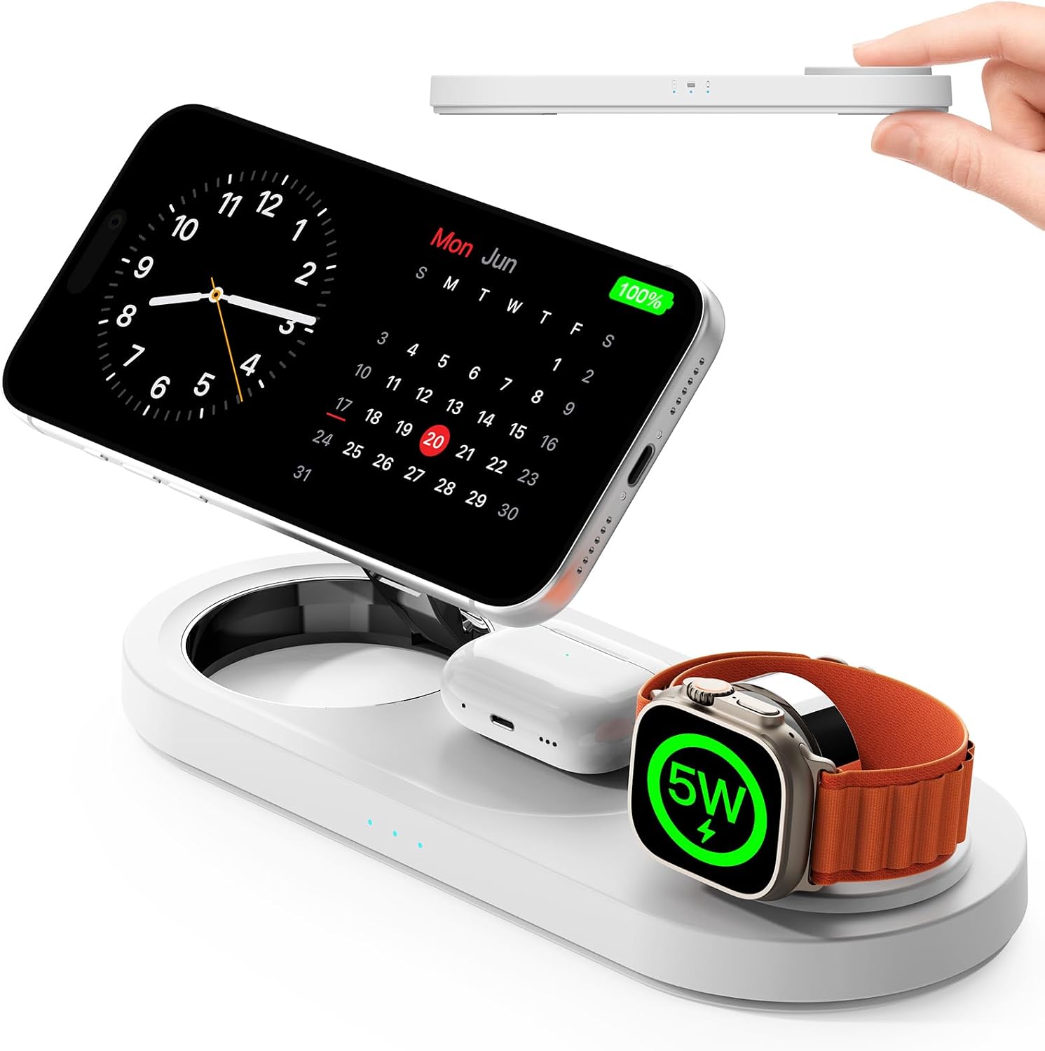 Detalle de Travel• Metal Bracket: Magnetic 3-in-1 Wireless Charging Station